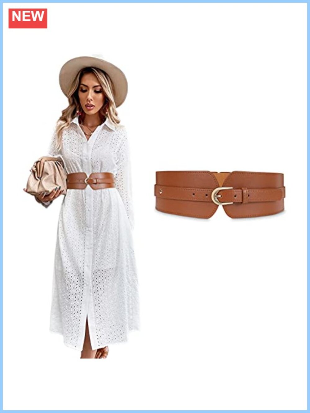 Wide Elastic Waist Belt for Dress PU Leather Stretch Cinch Belt